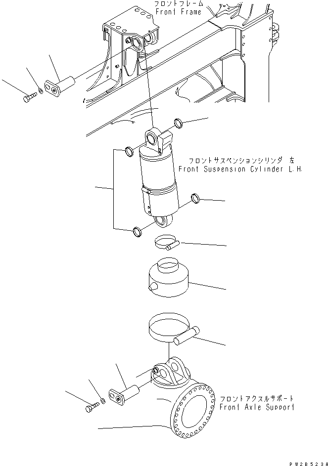 Komatsu parts book diagram for HM350-1L S/N A10001-UP: FRONT SUSPENSION (L.H.) (MOUNTING PARTS)