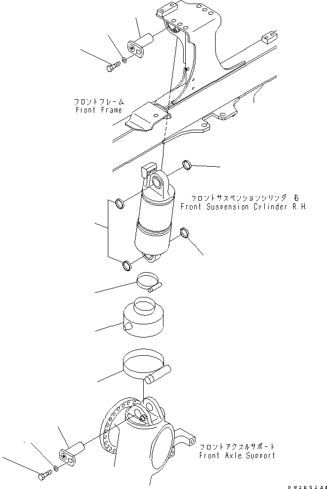 Komatsu parts book diagram for HM350-1L S/N A10001-UP: FRONT SUSPENSION (R.H.) (MOUNTING PARTS)