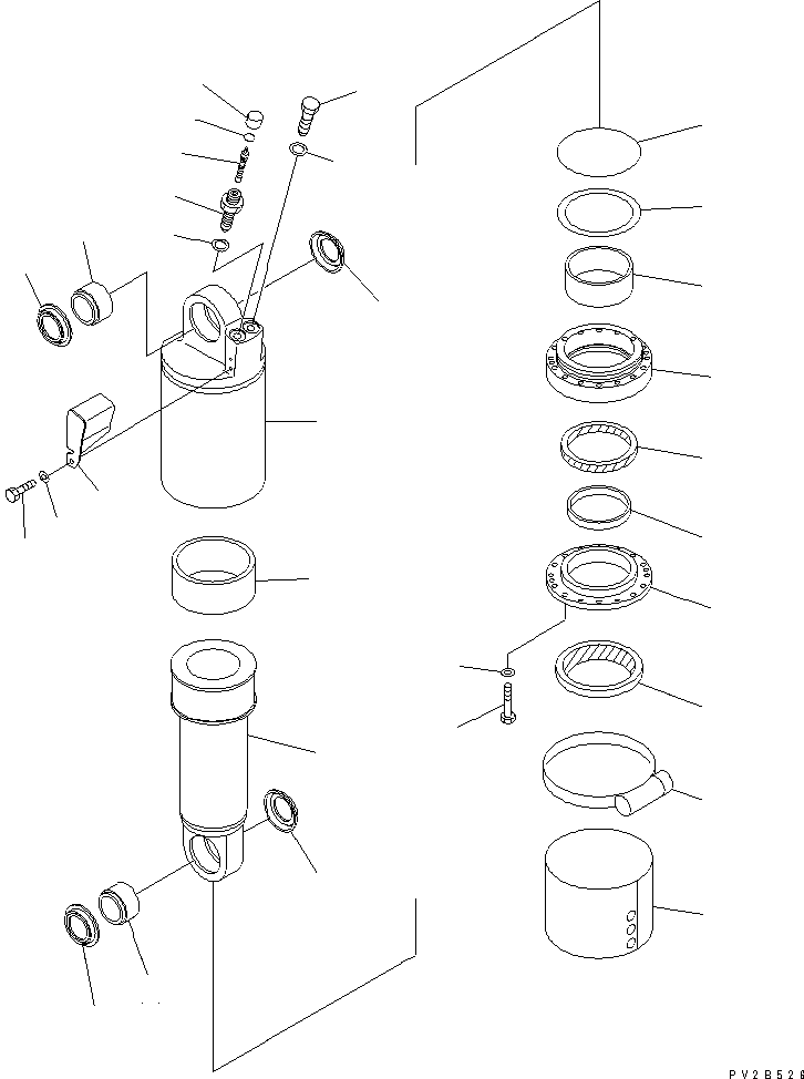 Komatsu parts book diagram for HM350-1L S/N A10001-UP: REAR SUSPENSION (CYLINDER) (INNER PARTS)