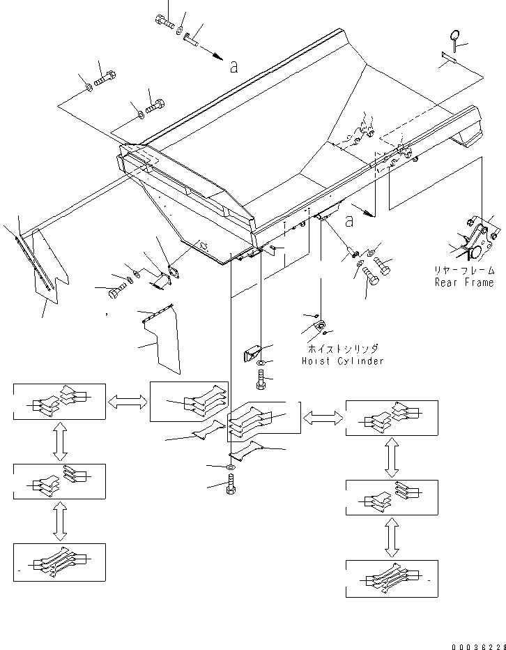 Komatsu parts book diagram for HM350-1L S/N A10001-UP: BODY (ACCESSORY AND PARTS) (WITH BODY HEATING)(#A10015-)