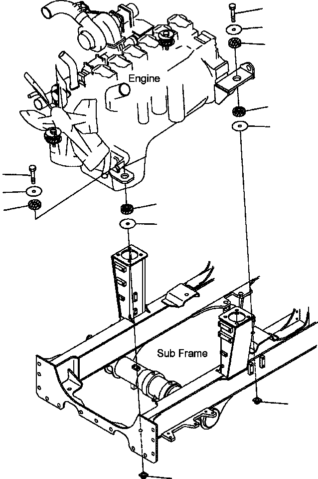 Dump Trucks Komatsu / HM350-1L S/N A10001-UP(HM3501L) / FIG. B0100-01A0 ENGINE MOUNTING(B-002 : B0100-01A0)