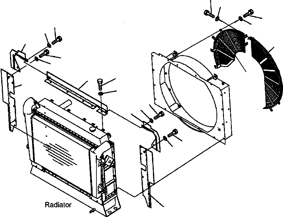 Dump Trucks Komatsu / HM350-1L S/N A10001-UP(HM3501L) / FIG. C0110-02A0 RADIATOR - BAFFLE AND FAN NET(C-004 : C0110-02A0)