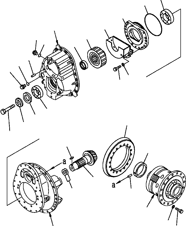 Dump Trucks Komatsu / HM350-1L S/N A10001-UP(HM3501L) / FIG. F3450-03A0 CENTER AXLE - PINION AND CAGE(F-064 : F3450-03A0)