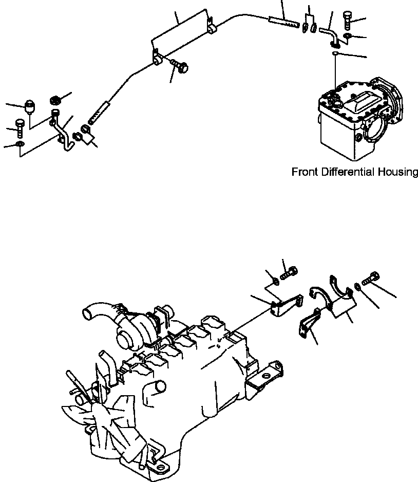 Dump Trucks Komatsu / HM350-1L S/N A10001-UP(HM3501L) / FIG. M3830-01A0 FRONT DRIVE SHAFT GUARD - AND BREATHER PIPING(M-042 : M3830-01A0)