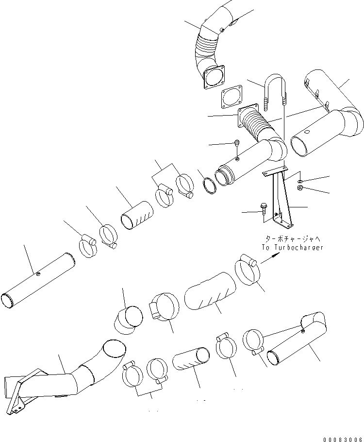 Komatsu parts book diagram for HM400-1L S/N A10001-UP: ENGINE PIPING (AIR INTAKE AND EXHAUST)