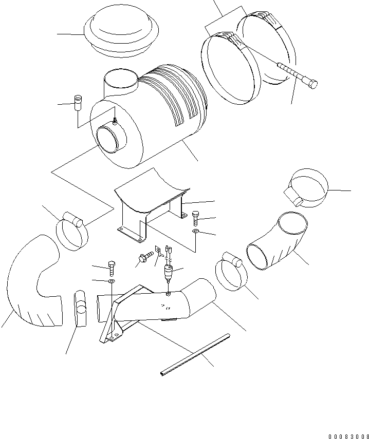 Komatsu parts book diagram for HM400-1L S/N A10001-UP: AIR CLEANER (PIPING) (WITH HEATER)