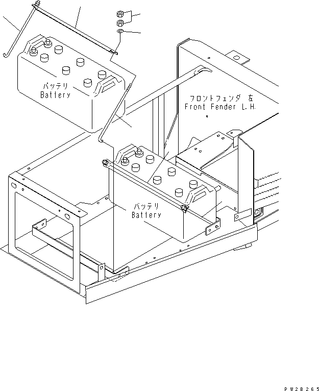 Komatsu parts book diagram for HM400-1L S/N A10001-UP: BATTERY (MOUNTING PARTS)