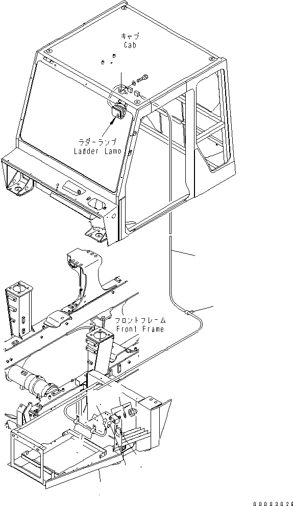 Komatsu parts book diagram for HM400-1L S/N A10001-UP: FRONT FRAME ELECTRICAL (LADDER LAMP HARNESS)