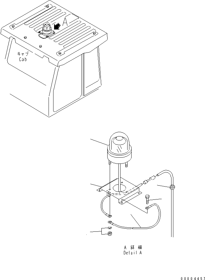 Komatsu parts book diagram for HM400-1L S/N A10001-UP: FRONT FRAME ELECTRICAL (BEACON LAMP)