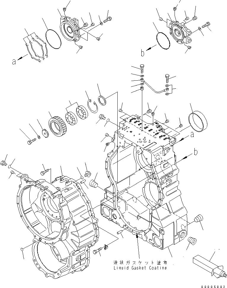 Komatsu parts book diagram for HM400-1L S/N A10001-UP: TRANSMISSION (CASE)