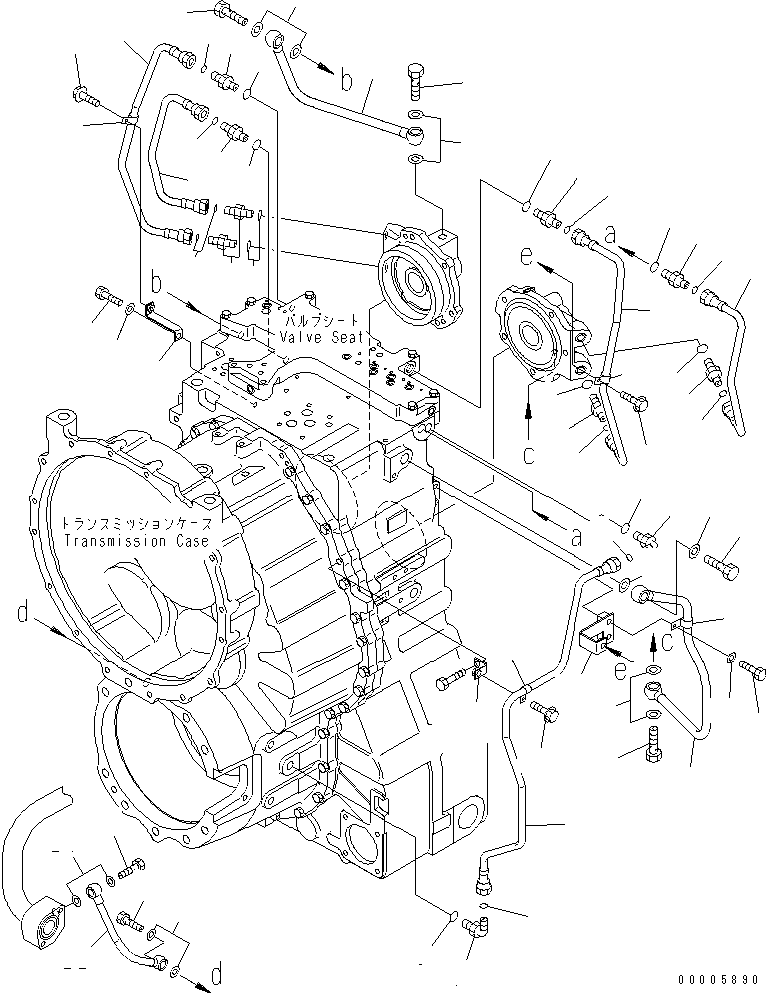 Komatsu parts book diagram for HM400-1L S/N A10001-UP: TRANSMISSION (PIPING) (1/2)