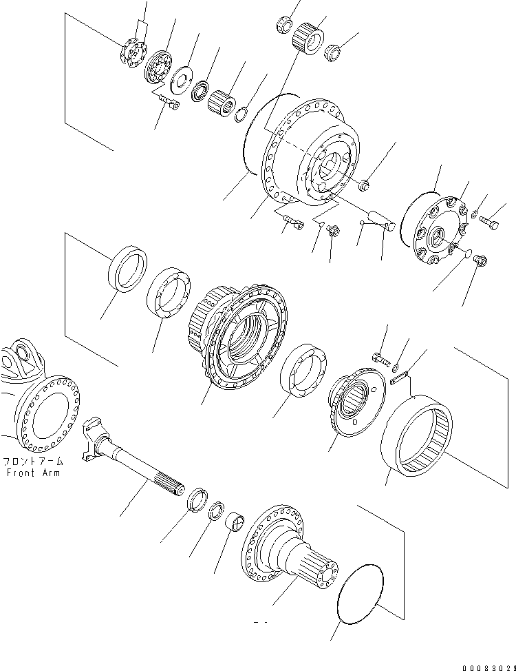 Komatsu parts book diagram for HM400-1L S/N A10001-UP: FRONT FINAL BRAKE (CARRIER)