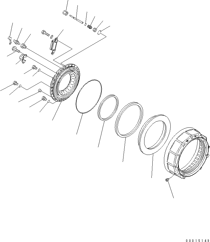 Komatsu parts book diagram for HM400-1L S/N A10001-UP: FRONT FINAL BRAKE (BRAKE CYLINDER)