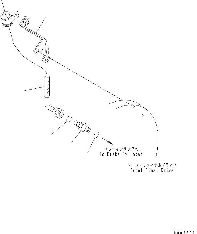 Komatsu parts book diagram for HM400-1L S/N A10001-UP: FRONT BRAKE PIPING