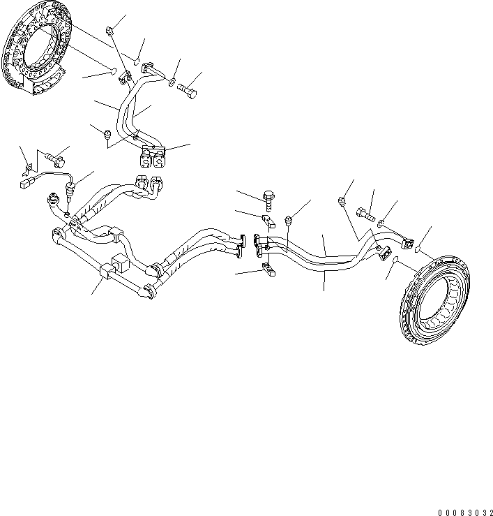 Komatsu parts book diagram for HM400-1L S/N A10001-UP: FRONT BRAKE COOLING