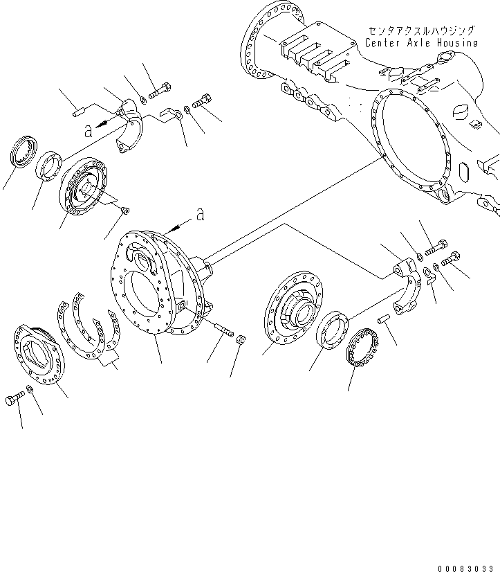Komatsu parts book diagram for HM400-1L S/N A10001-UP: CENTER AXLE (CARRIER)