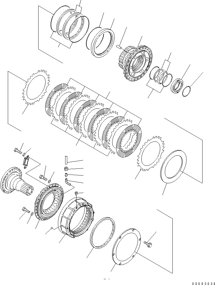 Komatsu parts book diagram for HM400-1L S/N A10001-UP: CENTER AXLE (HUB)