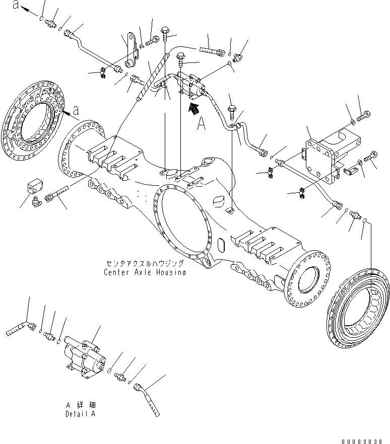Komatsu parts book diagram for HM400-1L S/N A10001-UP: CENTER BRAKE PIPING
