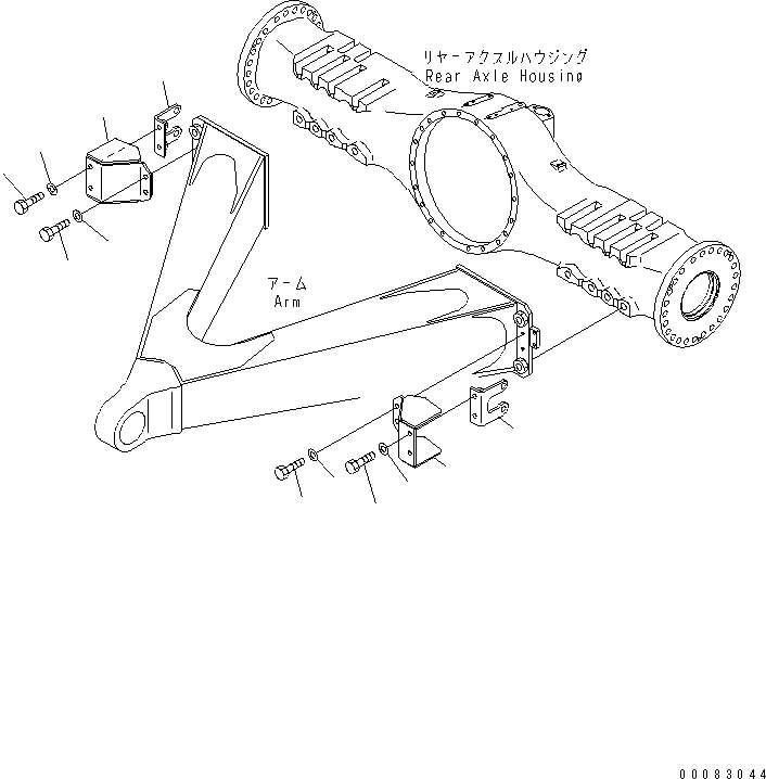 Komatsu parts book diagram for HM400-1L S/N A10001-UP: REAR BRAKE PIPING (COVER)