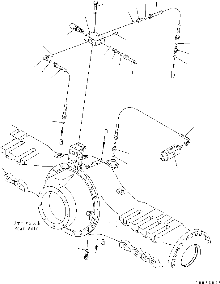 Komatsu parts book diagram for HM400-1L S/N A10001-UP: REAR BRAKE COOLING (DIFFERENTIAL LOCK LINE)