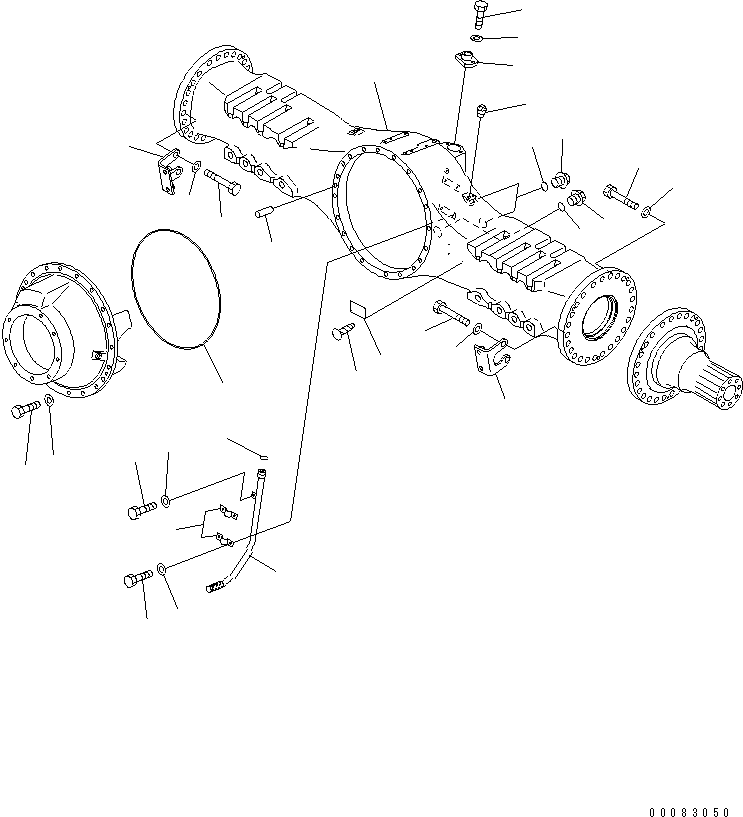 Komatsu parts book diagram for HM400-1L S/N A10001-UP: REAR AXLE (HOUSING AND RELATED PARTS)