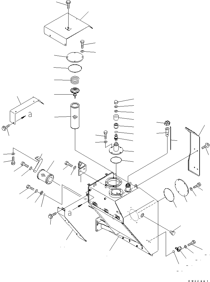 Komatsu parts book diagram for HM400-1L S/N A10001-UP: HYDRAULIC TANK