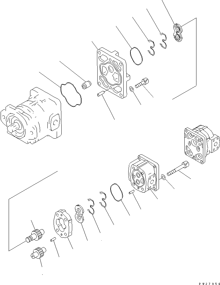 Komatsu parts book diagram for HM400-1L S/N A10001-UP: PUMP ASSEMBLY (SAR100+100+8) (2/3)