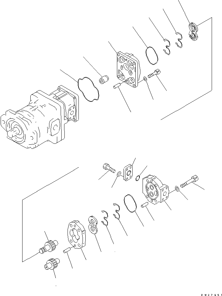 Komatsu parts book diagram for HM400-1L S/N A10001-UP: PUMP ASSEMBLY (SAR100+100+8) (3/3)