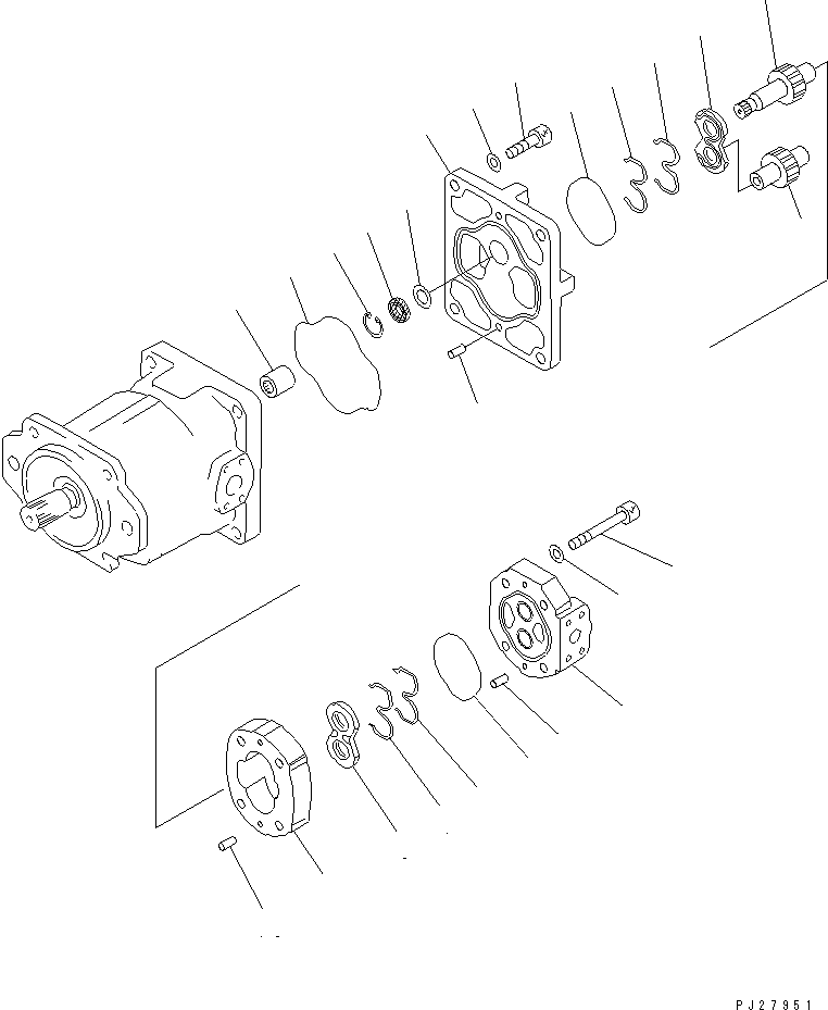 Komatsu parts book diagram for HM400-1L S/N A10001-UP: PUMP ASSEMBLY (SAR80+25) (2/2)