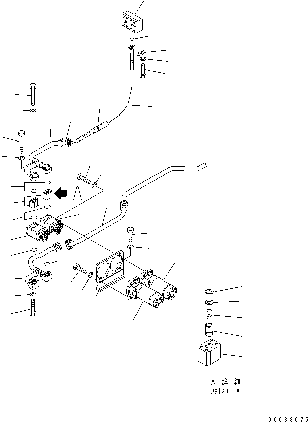 Komatsu parts book diagram for HM400-1L S/N A10001-UP: HYDRAULIC PIPING (EMERGENCY STEERING LINE)