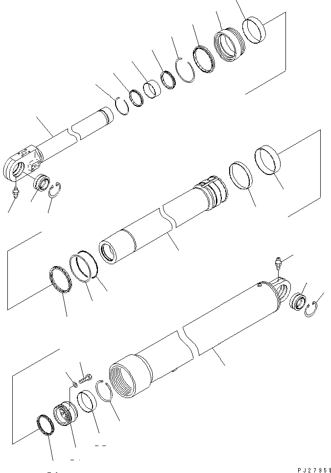 Komatsu parts book diagram for HM400-1L S/N A10001-UP: HOIST CYLINDER (INNER PARTS)