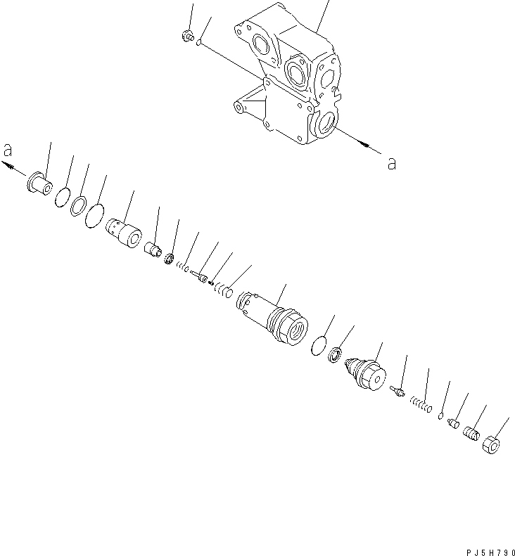 Komatsu parts book diagram for HM400-1L S/N A10001-UP: HOIST VALVE (INNER PARTS) (1/3)