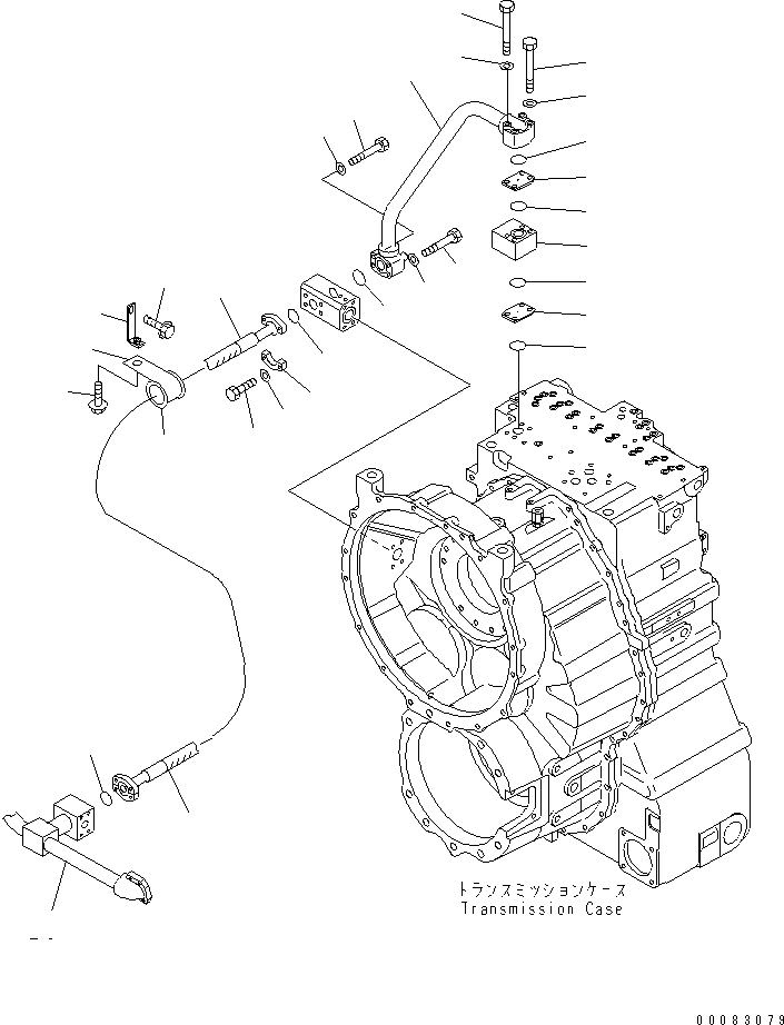 Komatsu parts book diagram for HM400-1L S/N A10001-UP: BRAKE COOLING PIPING (TRANSMISSION TO FRONT AXLE) (1/2)