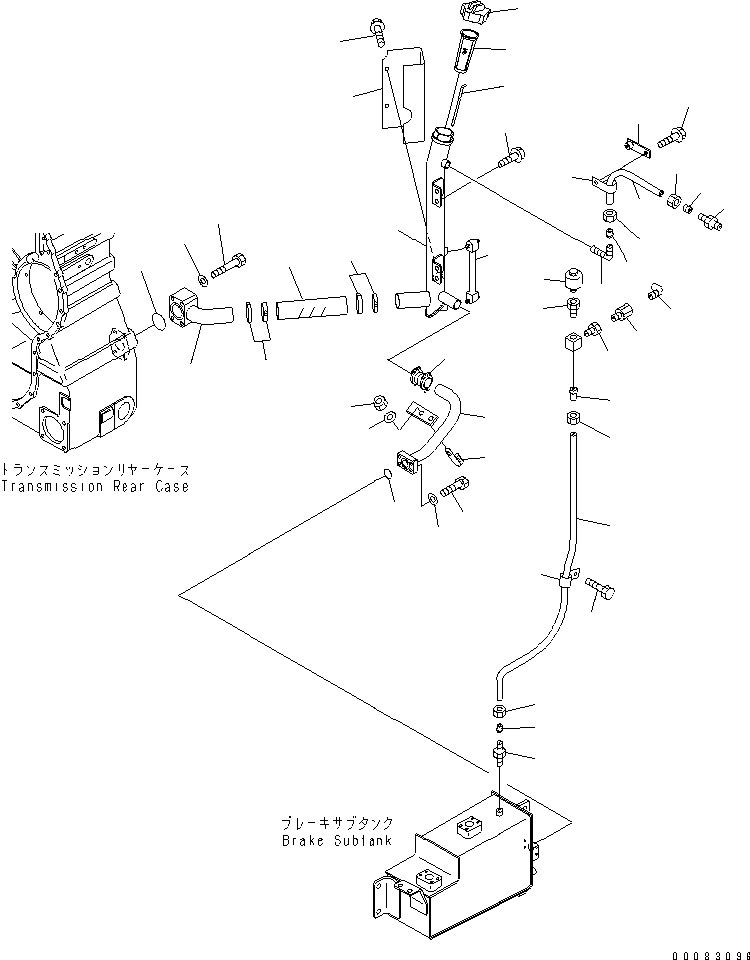 Komatsu parts book diagram for HM400-1L S/N A10001-UP: BRAKE COOLING PIPING (TRANSMISSION TO BRAKE SYSTEM TANK)