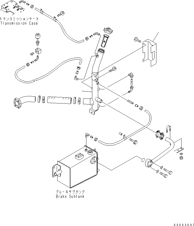 Komatsu parts book diagram for HM400-1L S/N A10001-UP: BRAKE COOLING PIPING (TRANSMISSION TO BRAKE SYSTEM TANK)