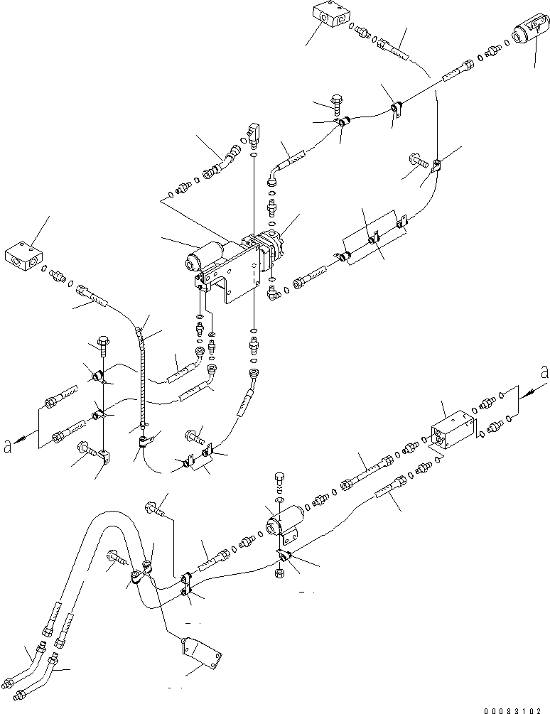 Komatsu parts book diagram for HM400-1L S/N A10001-UP: DIFFERENTIAL LOCK PIPING (REAR FRAME LINE) (1/2)