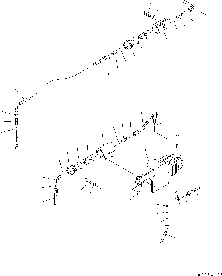 Komatsu parts book diagram for HM400-1L S/N A10001-UP: DIFFERENTIAL LOCK PIPING (REAR FRAME LINE) (2/2)