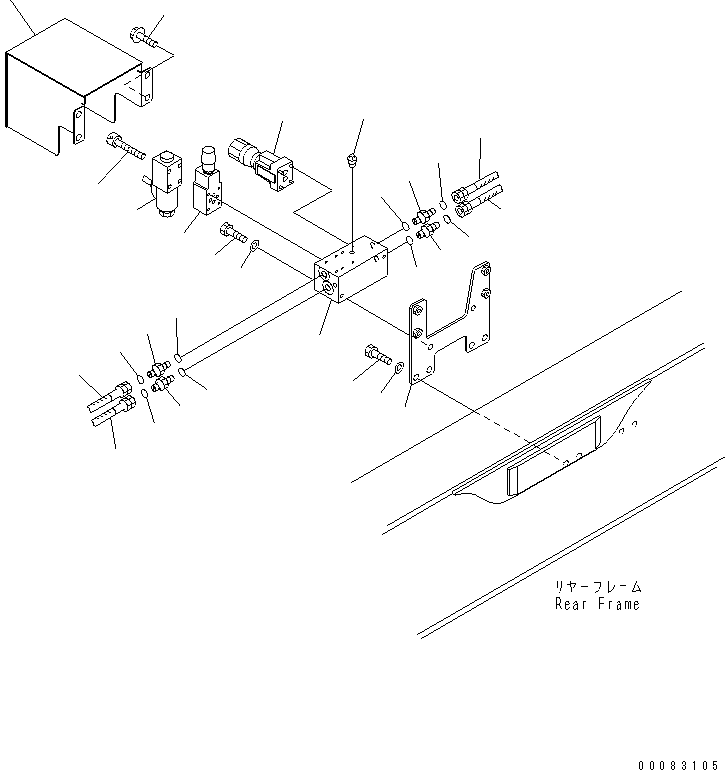 Komatsu parts book diagram for HM400-1L S/N A10001-UP: DIFFERENTIAL LOCK PIPING (RELATED VALVES)