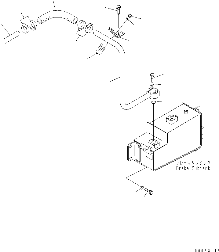 Komatsu parts book diagram for HM400-1L S/N A10001-UP: BRAKE PIPING (BRAKE TANK TO PUMP)