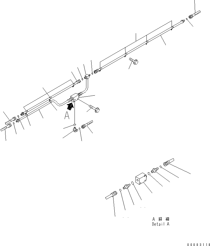Komatsu parts book diagram for HM400-1L S/N A10001-UP: BRAKE PIPING (REAR BRAKE TUBE)