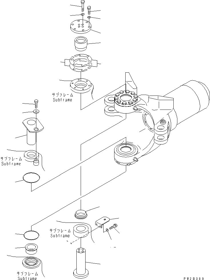 Komatsu parts book diagram for HM400-1L S/N A10001-UP: HITCH FRAME (HINGE PIN)