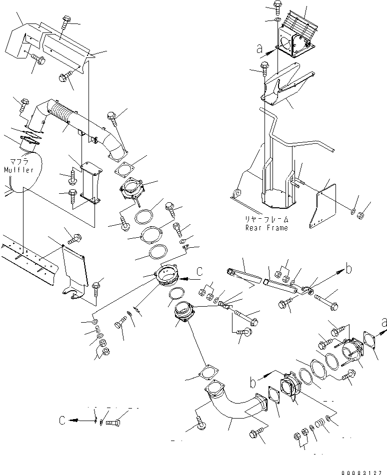 Komatsu parts book diagram for HM400-1L S/N A10001-UP: EXHAUST PIPING (BODY HEATING) (2/2)