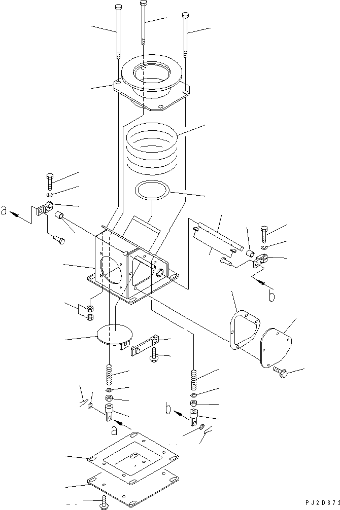 Komatsu parts book diagram for HM400-1L S/N A10001-UP: EXHAUST PIPING (EXHAUST BOX) (INNER PARTS)