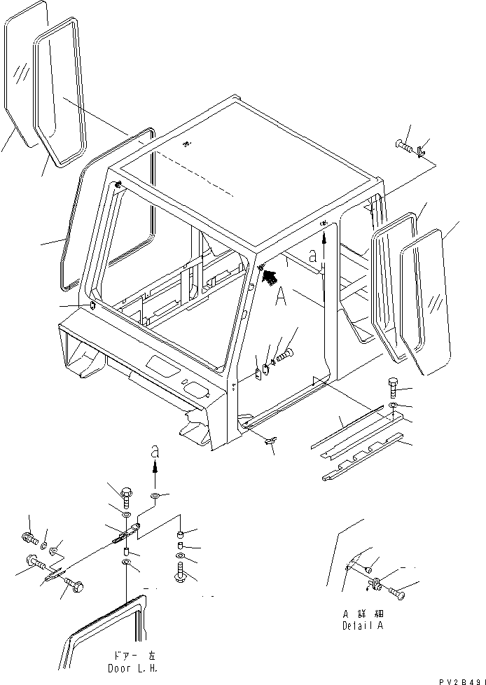 Komatsu parts book diagram for HM400-1L S/N A10001-UP: CAB (SIDE PARTS)
