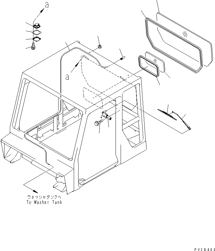 Komatsu parts book diagram for HM400-1L S/N A10001-UP: CAB (REAR PARTS)