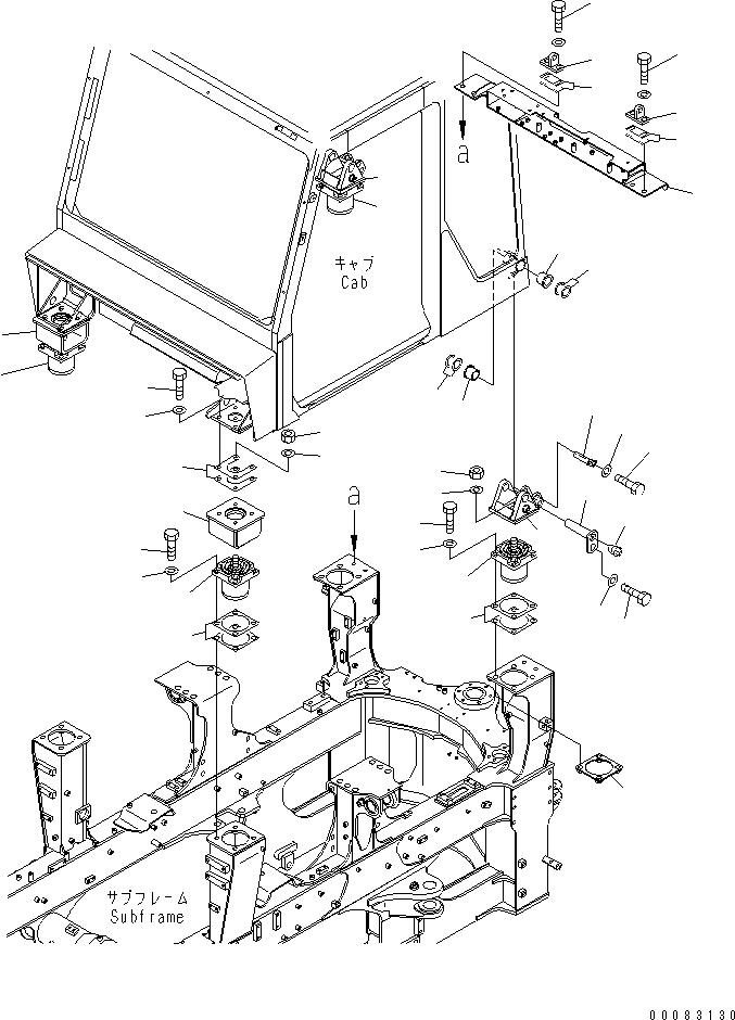 Komatsu parts book diagram for HM400-1L S/N A10001-UP: CAB (MOUNTING PARTS)