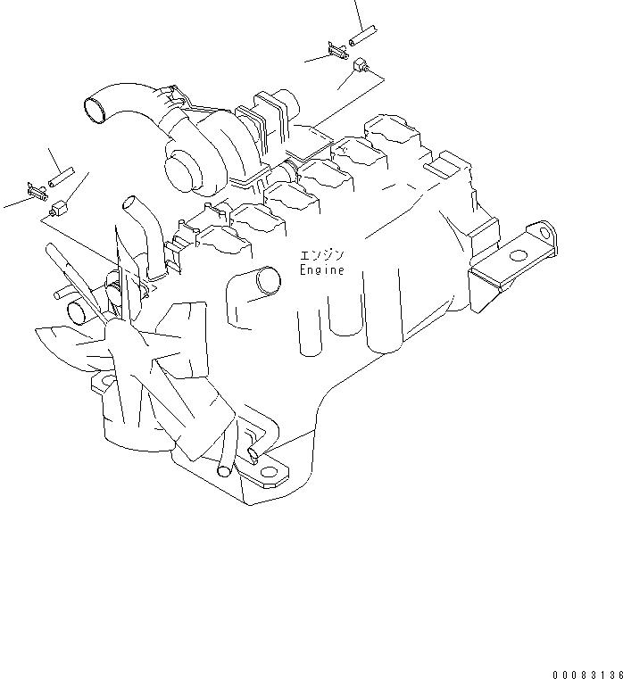 Komatsu parts book diagram for HM400-1L S/N A10001-UP: CAB HEATER PIPING (ENGINE SIDE)