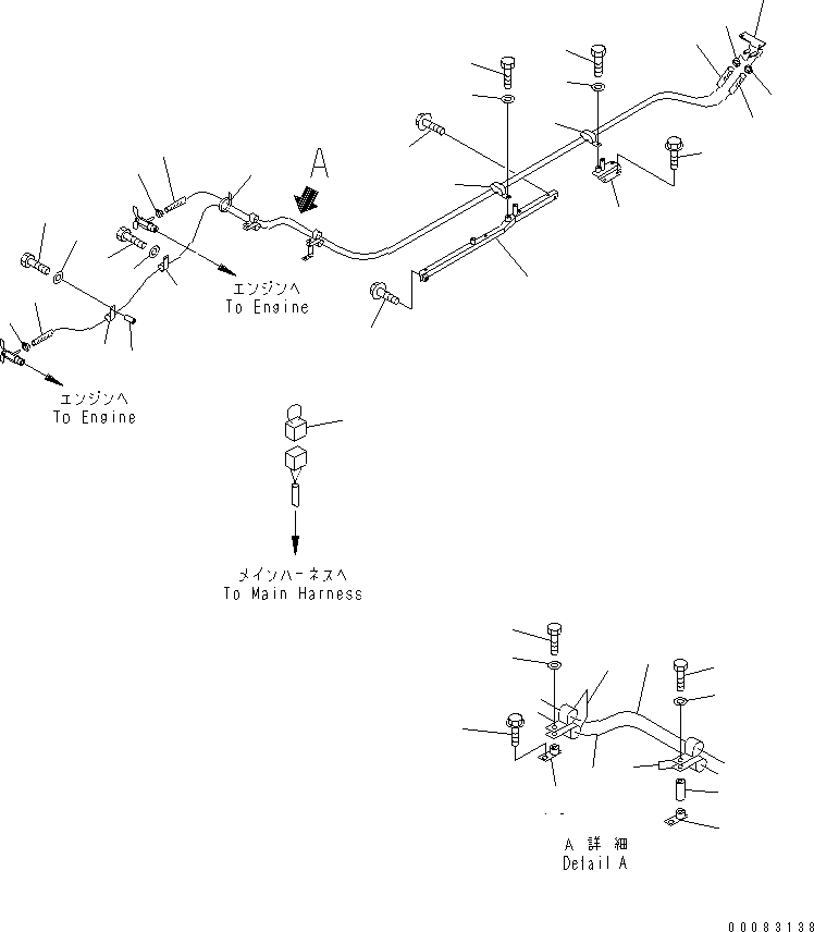 Komatsu parts book diagram for HM400-1L S/N A10001-UP: CAB HEATER PIPING