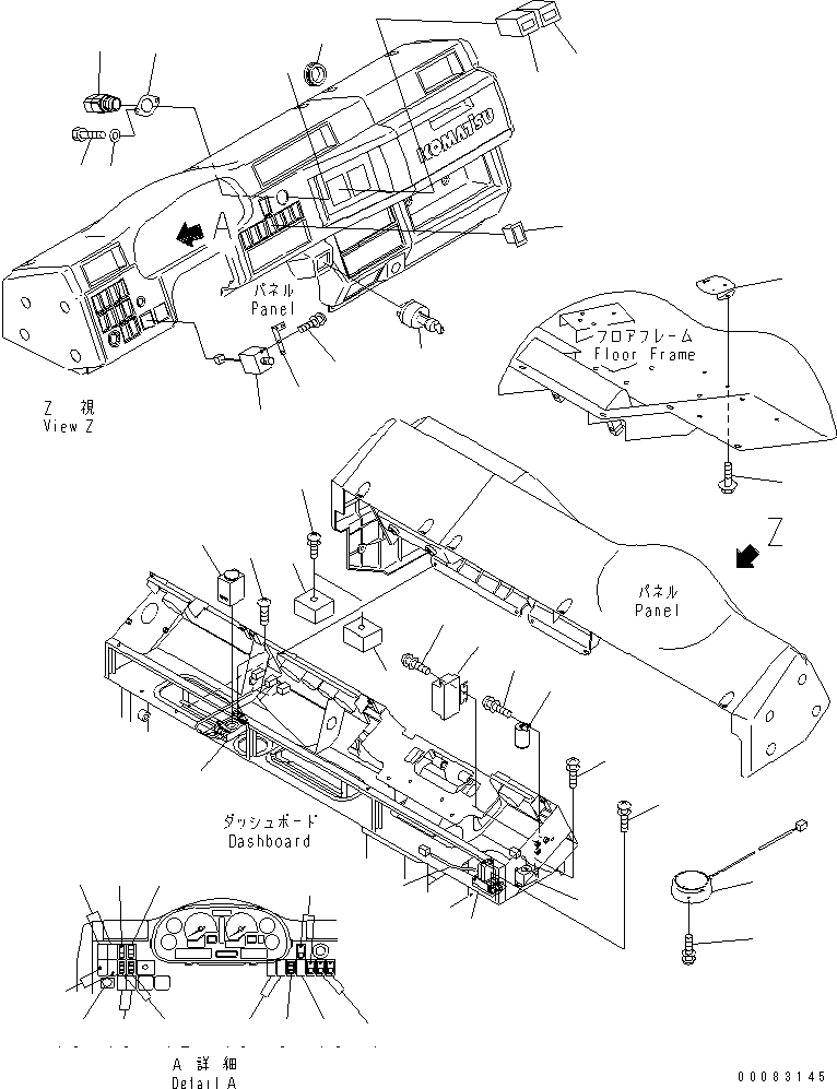 Komatsu parts book diagram for HM400-1L S/N A10001-UP: CAB (INSTRUMENT PANEL) (ELECTRICAL SYSTEM) (WITH DUMP COUNTER)