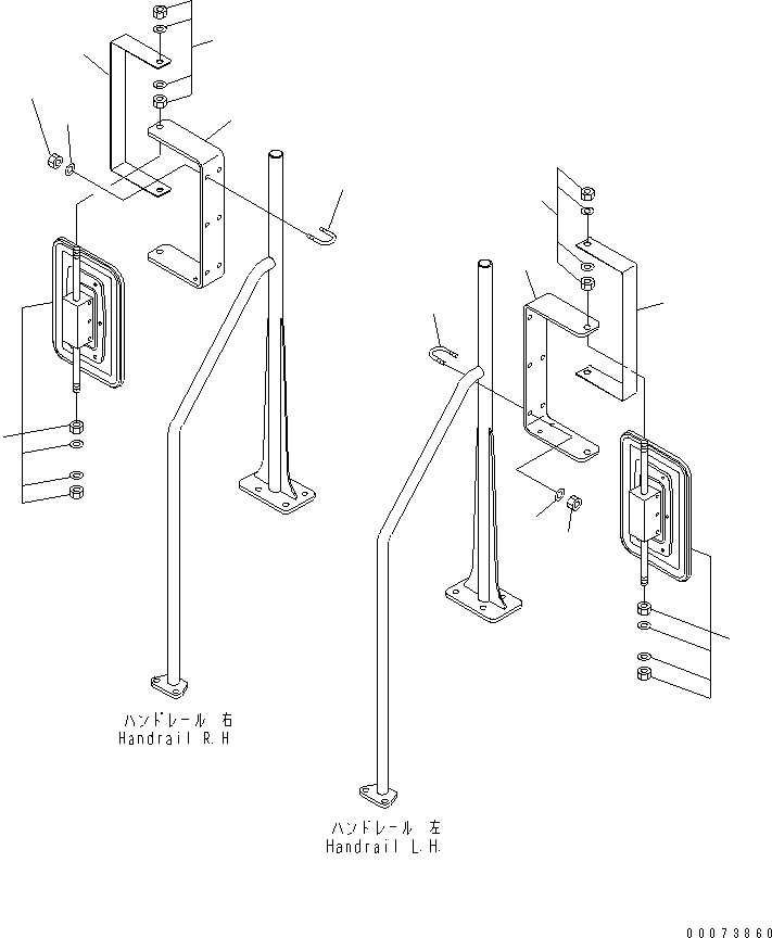 Komatsu parts book diagram for HM400-1L S/N A10001-UP: SIDE MIRROR